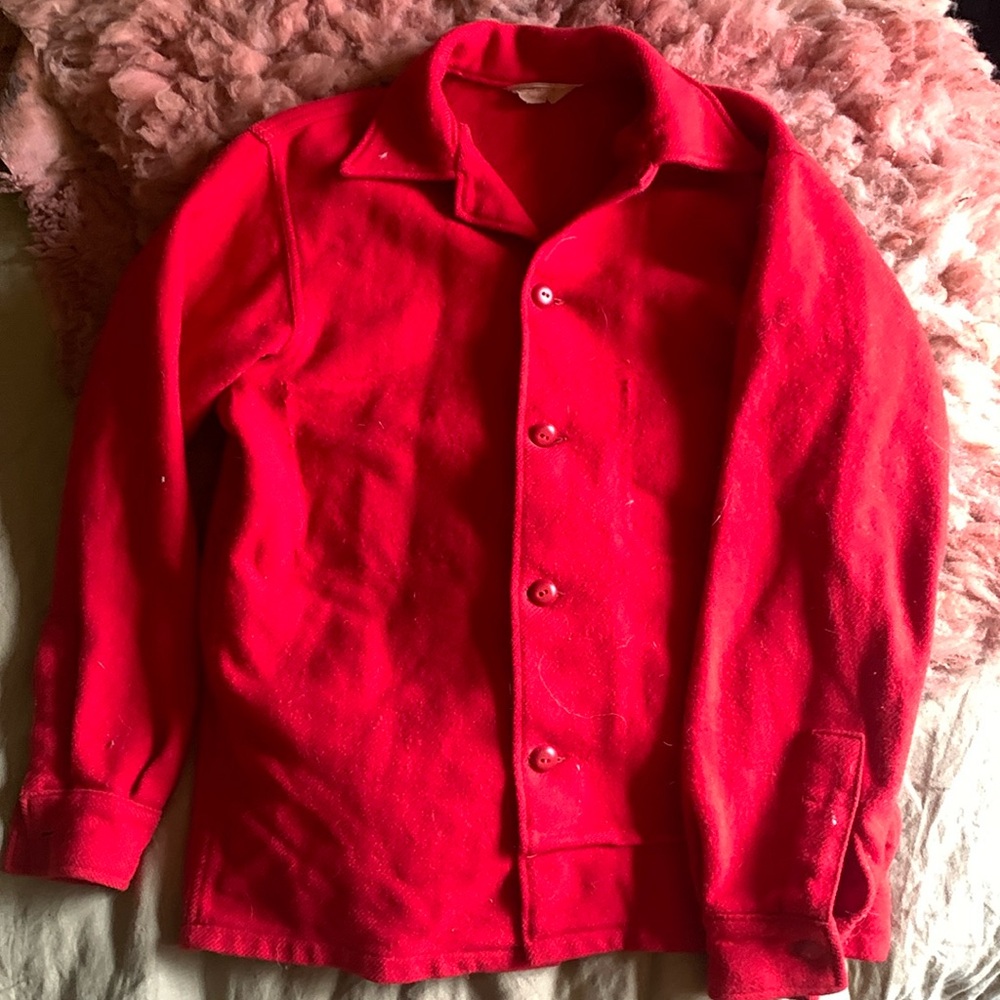 Red wool flannel- Boy Scouts of America official jacket. Vintage.